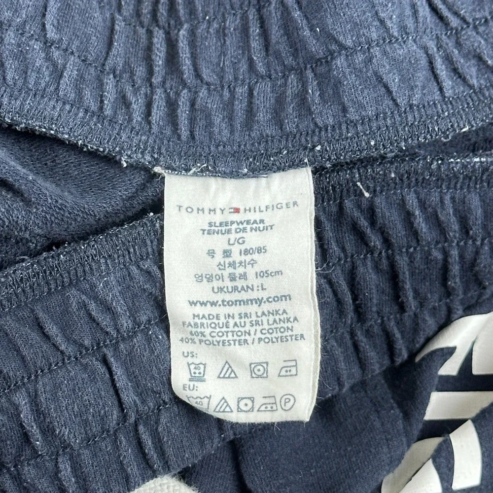Tommy Hilfiger Mens Navy Blue Logo Tape Sleepwear Jogger Pants Size Large L‎